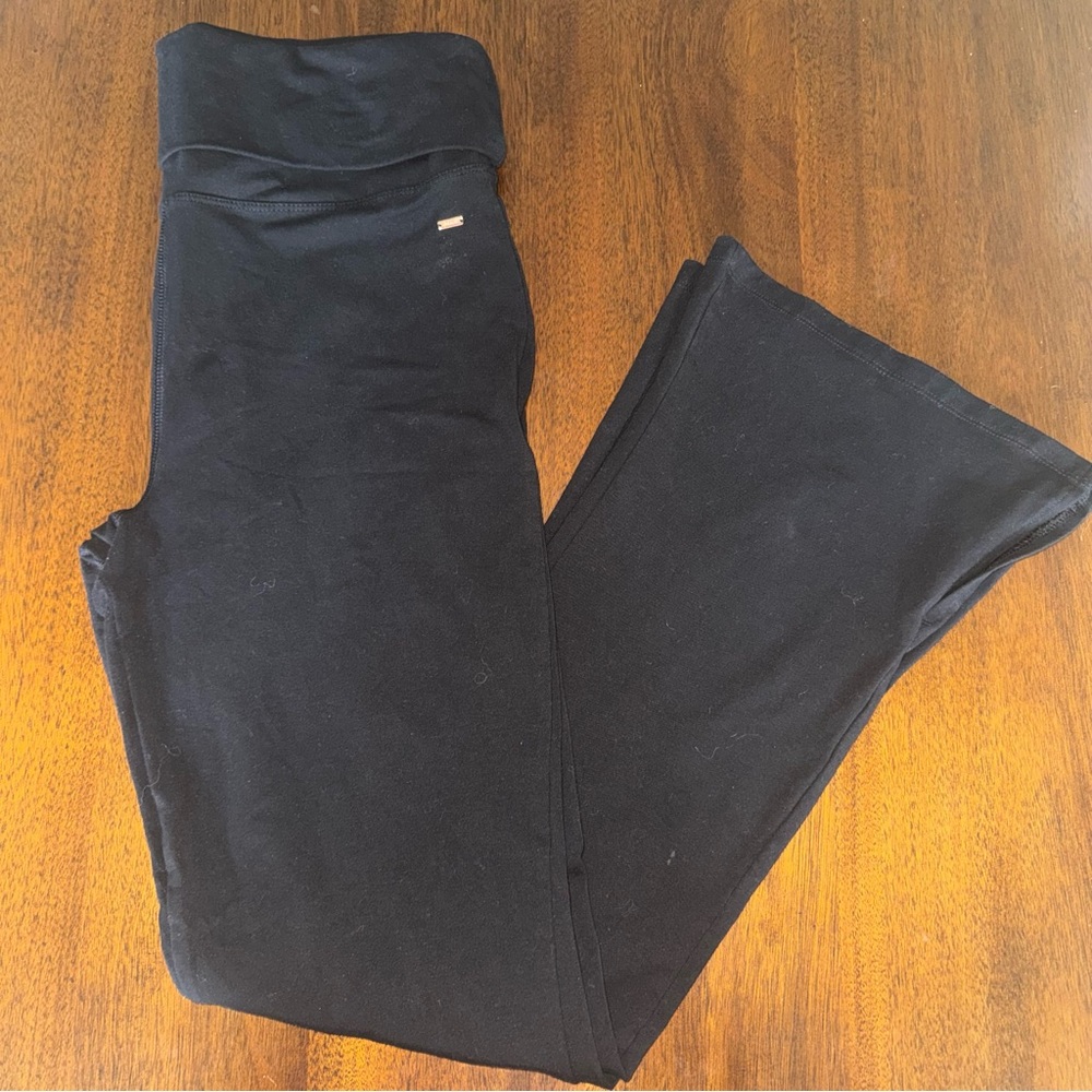 PINK Foldover Flare Leggings Slits Black Victoria’s Secret Size XL Y2K